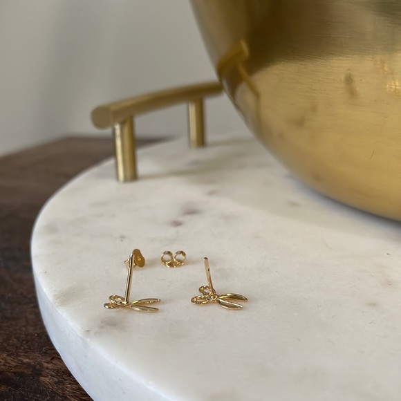 Gold Plated Scissors Minimalist Studs— New! - Picture 3 of 4